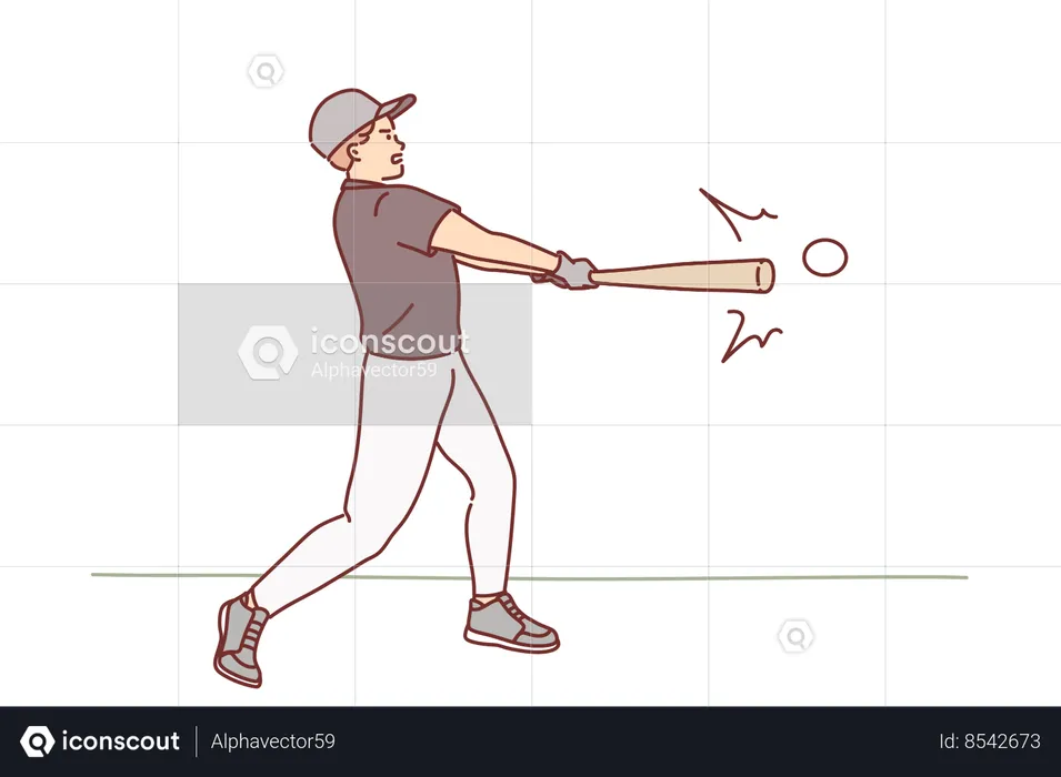 Un homme joue au baseball  Illustration