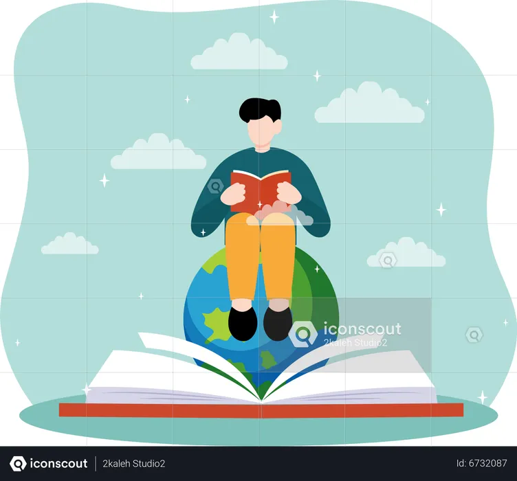 Homme lisant un livre  Illustration