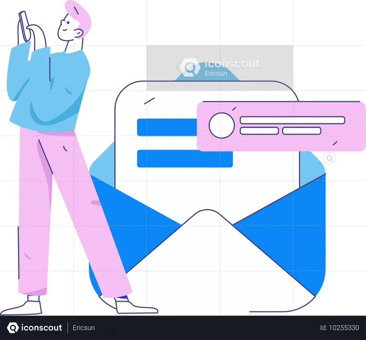 Homme lisant un email  Illustration