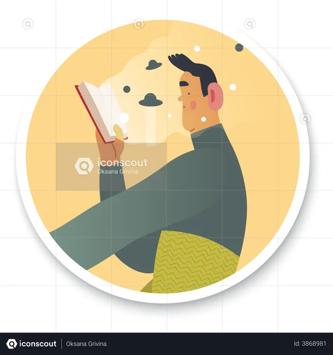 Homme lisant un livre  Illustration