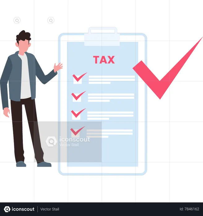 Homme marquant la liste des taxes  Illustration