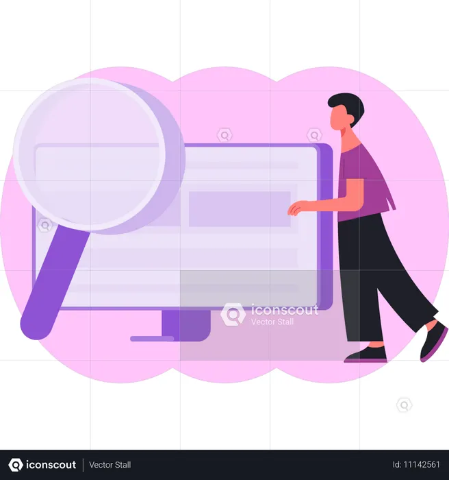 Homme montrant la barre de recherche  Illustration