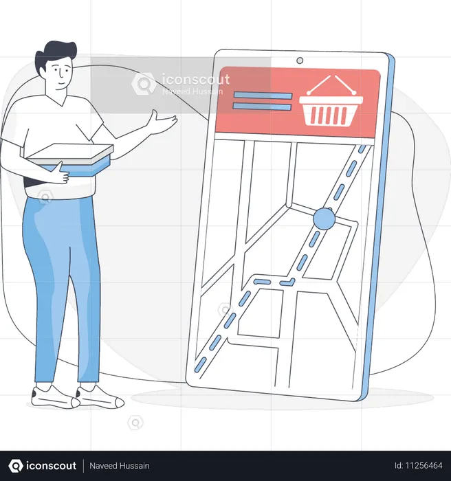 Homme montrant le lieu de livraison  Illustration