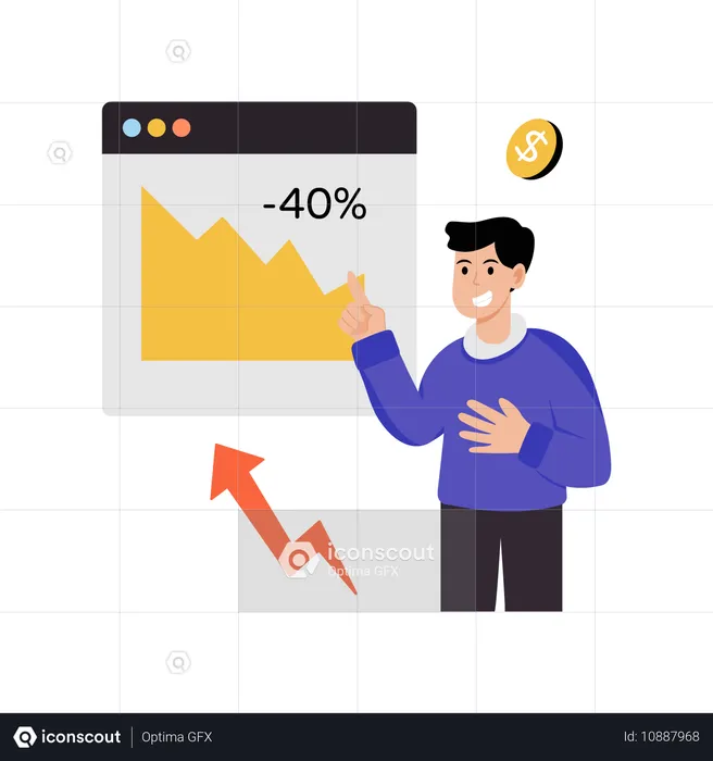 Homme montrant le taux d'inflation  Illustration