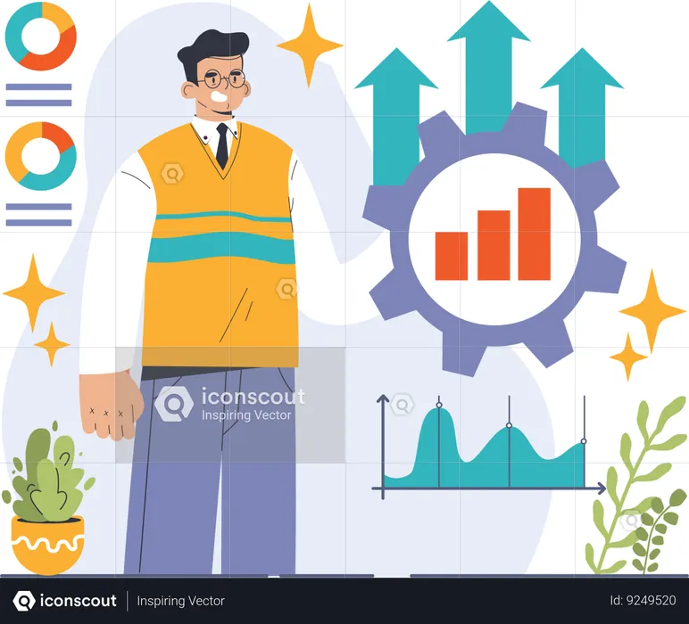 Homme faisant preuve d’efficacité opérationnelle  Illustration