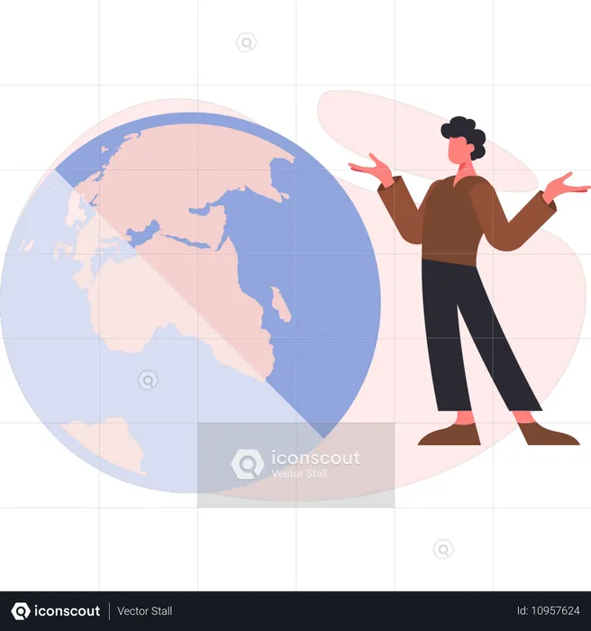 Homme montrant le monde global  Illustration