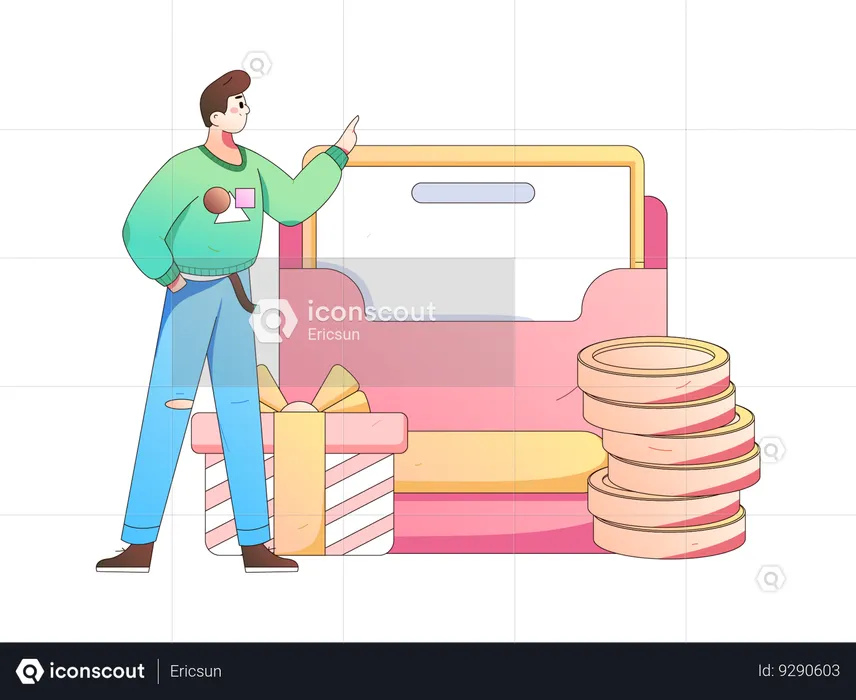 Homme montrant le courrier commercial  Illustration