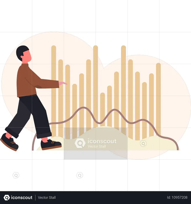 Homme montrant une analyse des stocks  Illustration