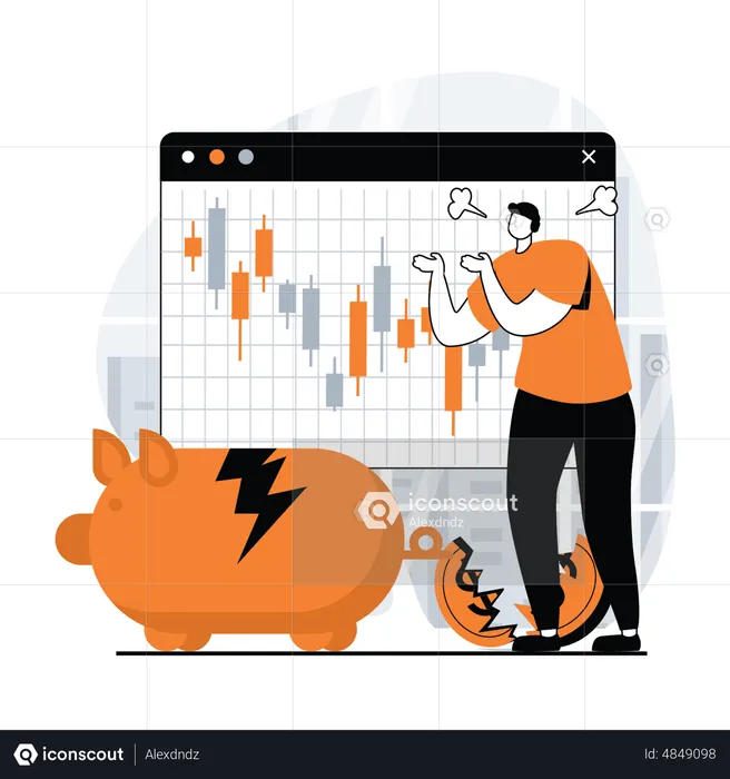 Un homme subit une perte en bourse  Illustration