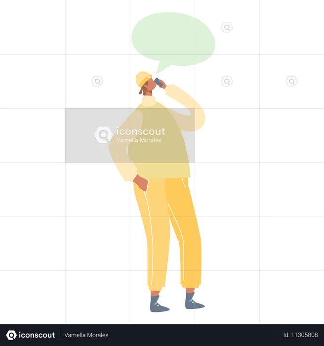 Homme parlant au téléphone  Illustration