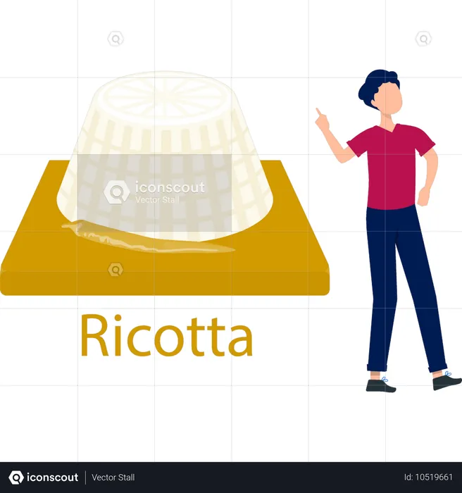 Homme parlant de fromage ricotta  Illustration