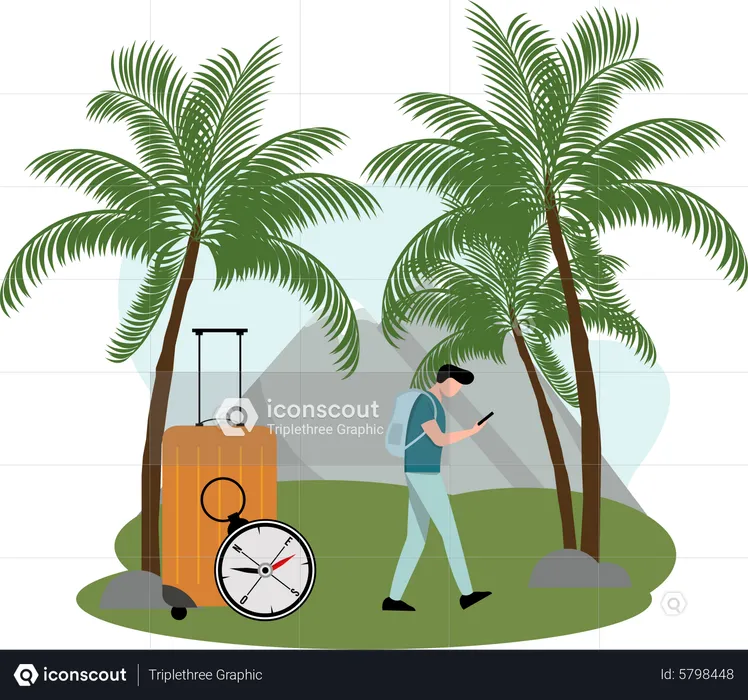 Homme partant en voyage d'aventure  Illustration