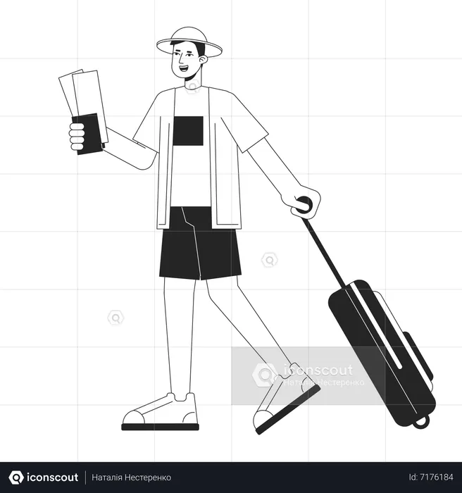 Homme qui part en vacances  Illustration