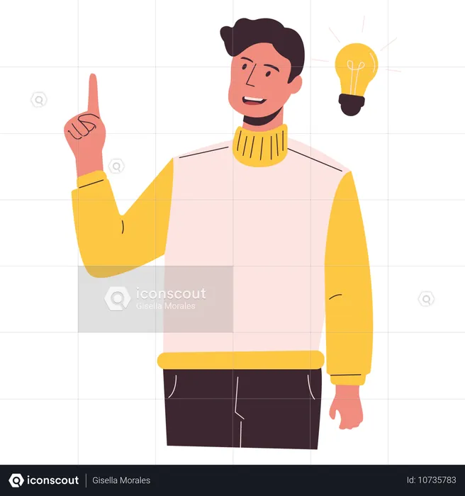 Homme réfléchissant à une idée  Illustration