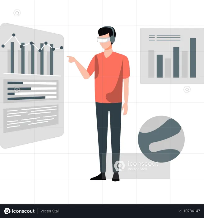 L'homme pointe un graphique analytique  Illustration