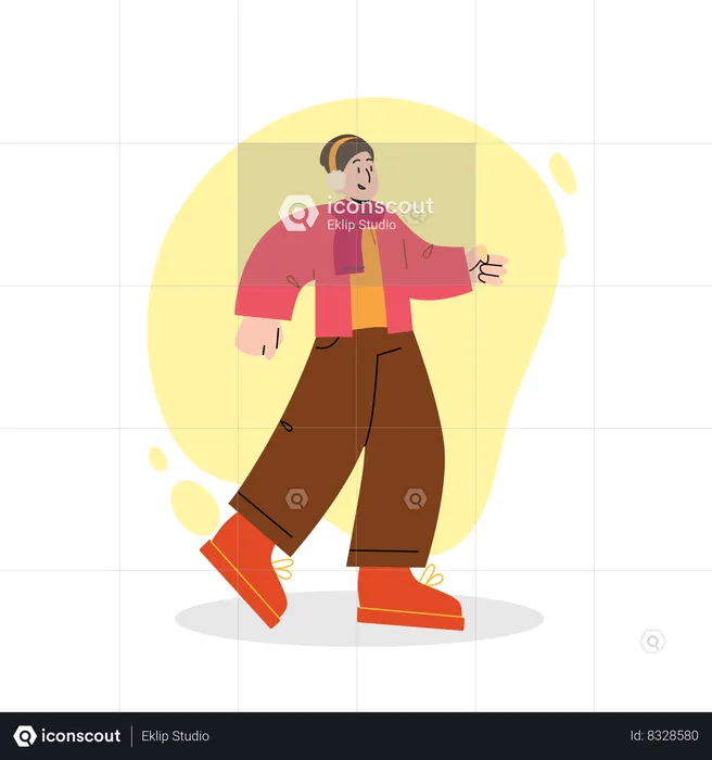 Homme portant un vêtement chaud  Illustration