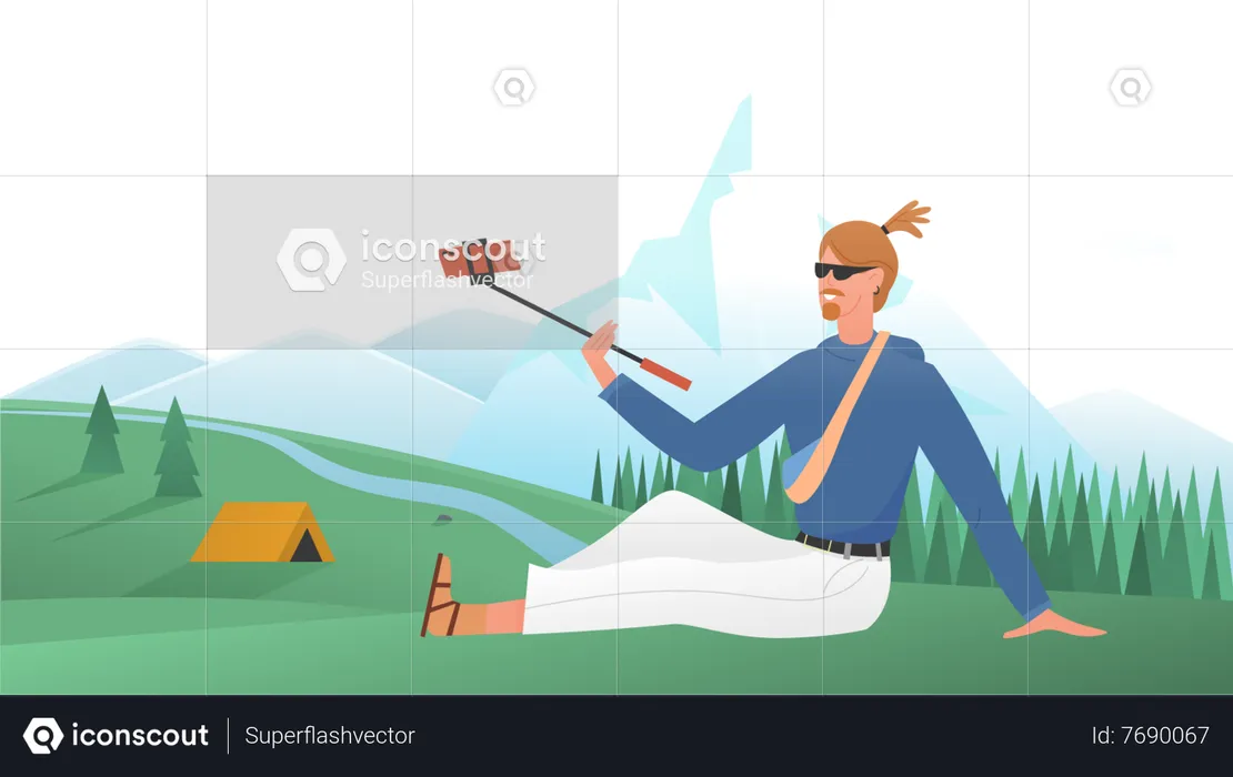 Homme prenant un selfie  Illustration