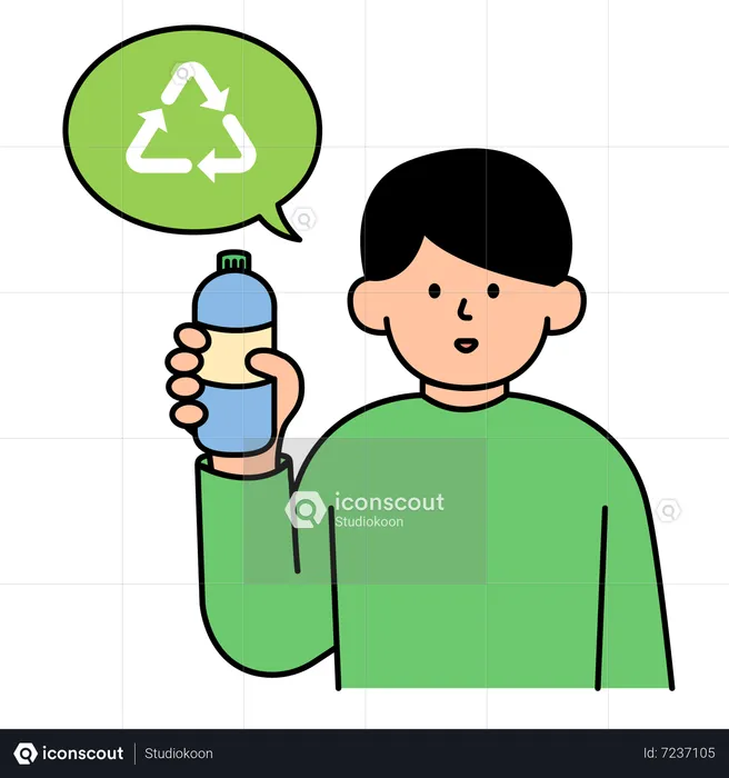 Homme préparant des bouteilles pour le recyclage  Illustration