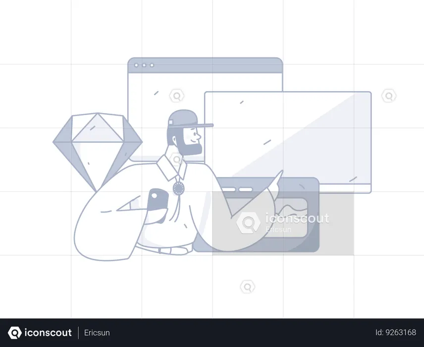 Homme présentant un tableau d'analyse  Illustration