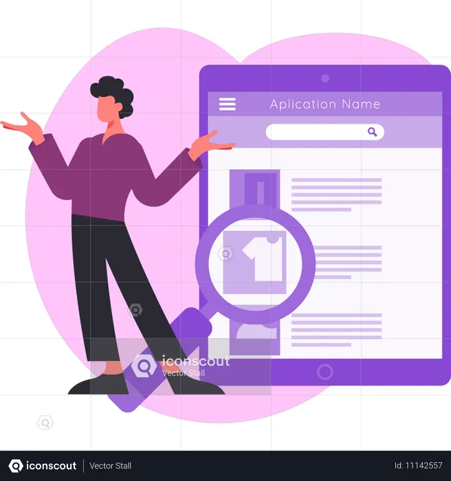 Homme présentant une application SEO  Illustration