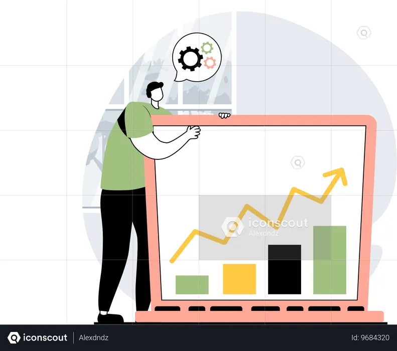 Homme présentant l'analyse de données  Illustration