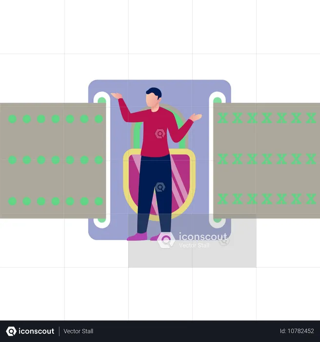 Homme présentant des méthodes de protection par verrouillage  Illustration