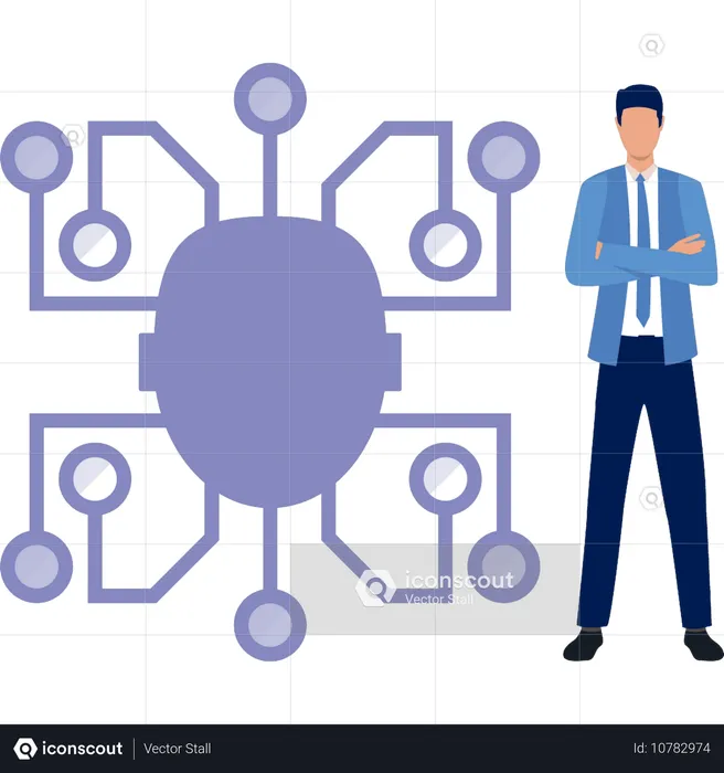 Homme présentant l'intelligence artificielle humaine  Illustration