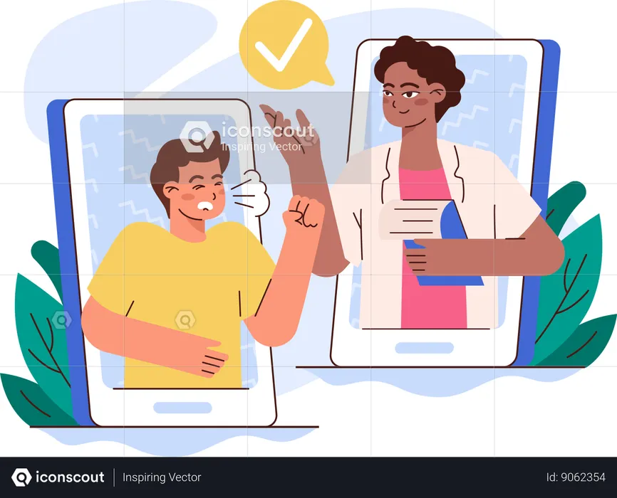 Homme prenant une consultation médicale en ligne  Illustration