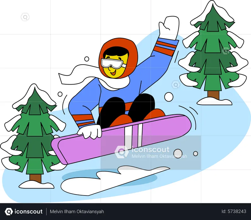 Homme appréciant le ski  Illustration