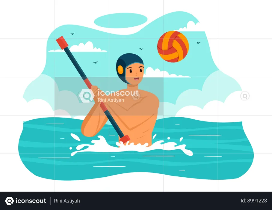 Homme appréciant le sport de water-polo  Illustration