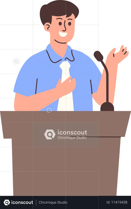 Homme prononçant un discours  Illustration