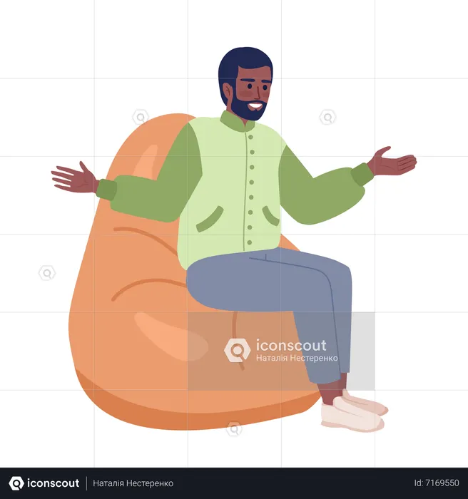 Homme qui parle sur un pouf  Illustration