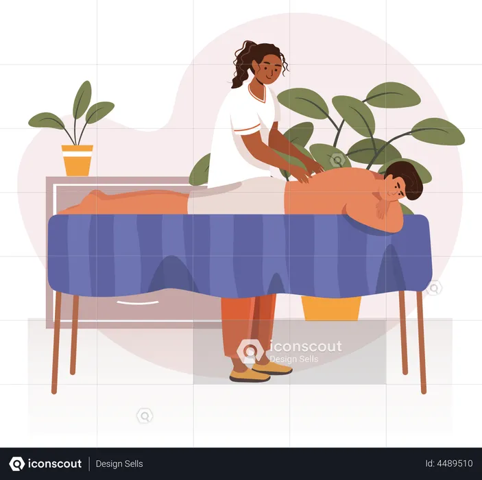 Homme recevant un massage  Illustration