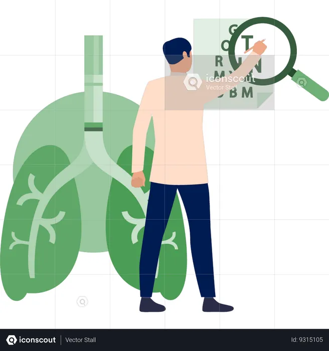 Homme recherchant à l'aide d'une loupe  Illustration