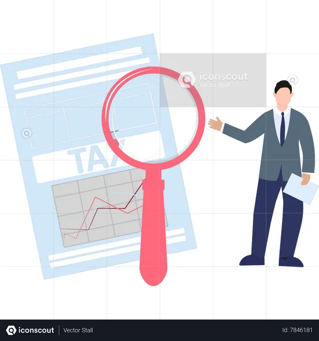 Homme recherchant un document fiscal  Illustration