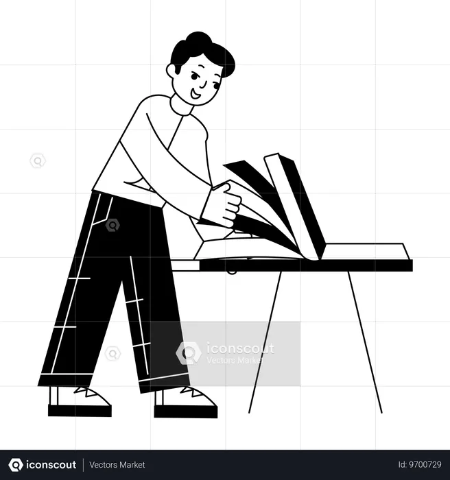 Homme regardant un livre  Illustration