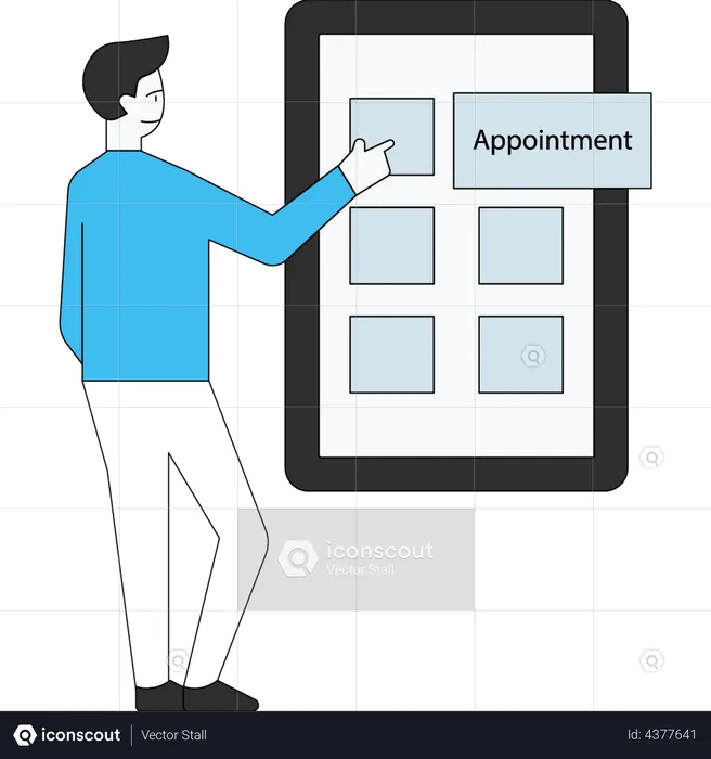 Homme prenant rendez-vous en ligne  Illustration