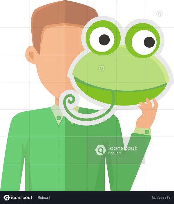 Homme sans visage avec masque de grenouille  Illustration