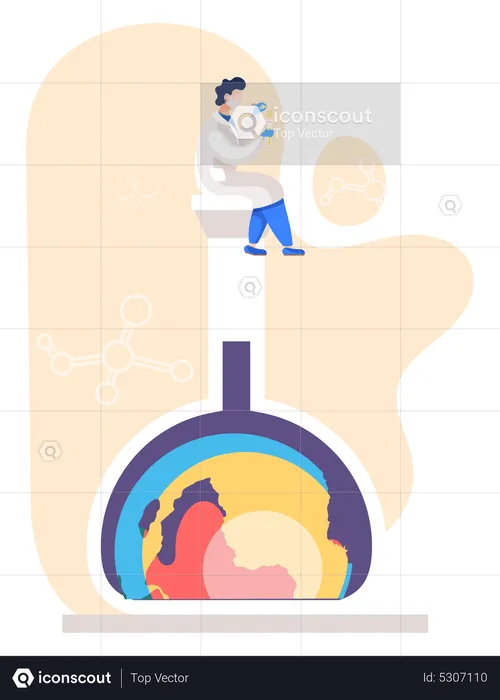 Analyse scientifique masculine de la pollution de l'environnement  Illustration