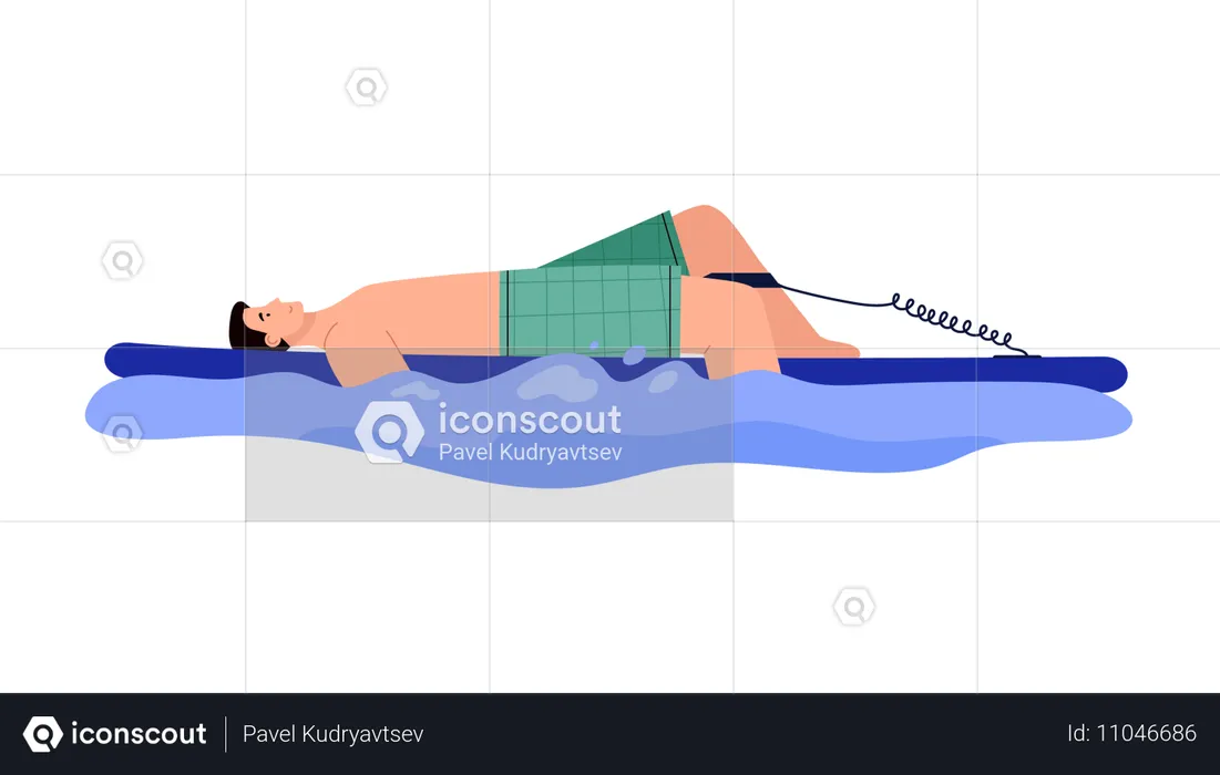 Un homme se détend sur une planche à pagaie  Illustration