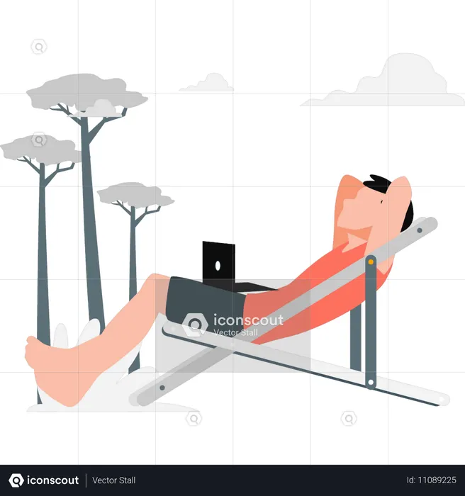 Un homme se sentant détendu sur une chaise  Illustration