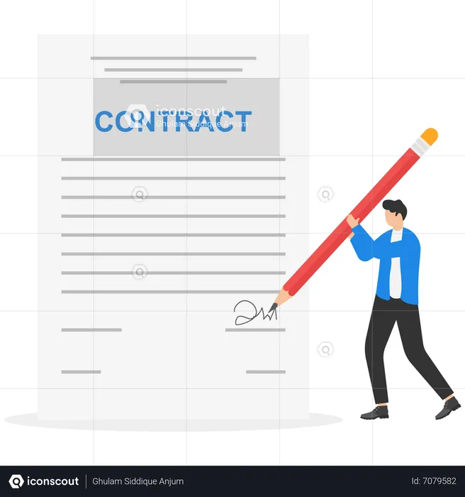 Homme signant un contrat  Illustration