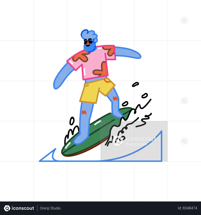 Homme surfant  Illustration