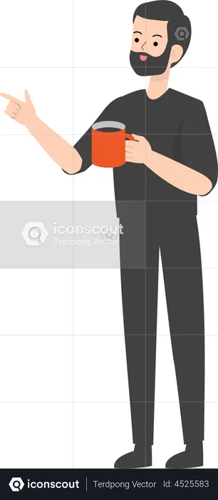 Homme tenant un café  Illustration