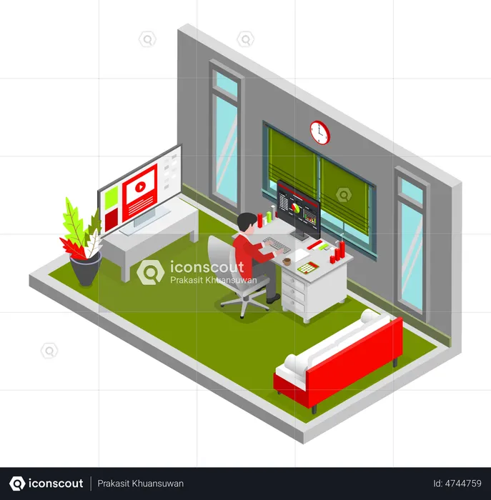 Homme travaillant à domicile  Illustration