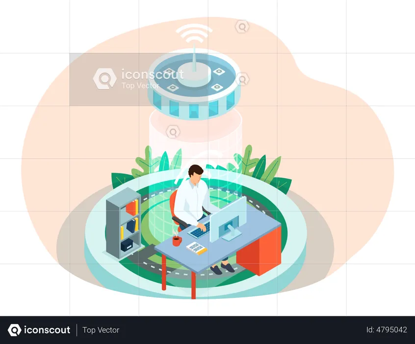 Homme travaillant à domicile  Illustration