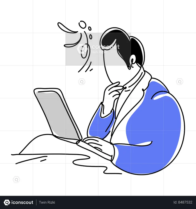 Homme travaillant en pensant au travail  Illustration