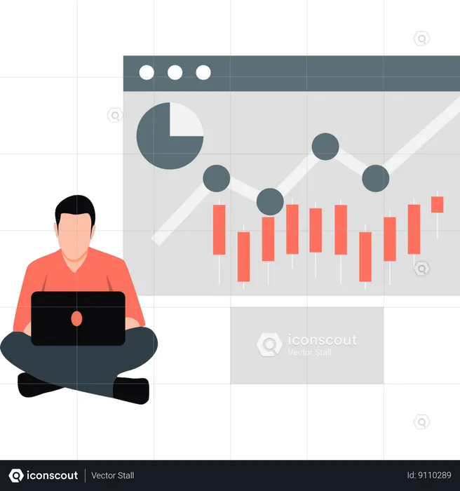 Homme travaillant sur un tableau d'analyse  Illustration