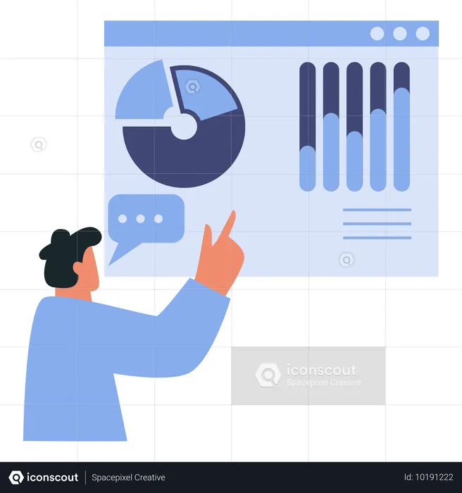 Homme travaillant sur des données statistiques  Illustration