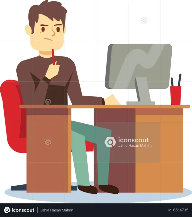 Homme travaillant sur ordinateur  Illustration